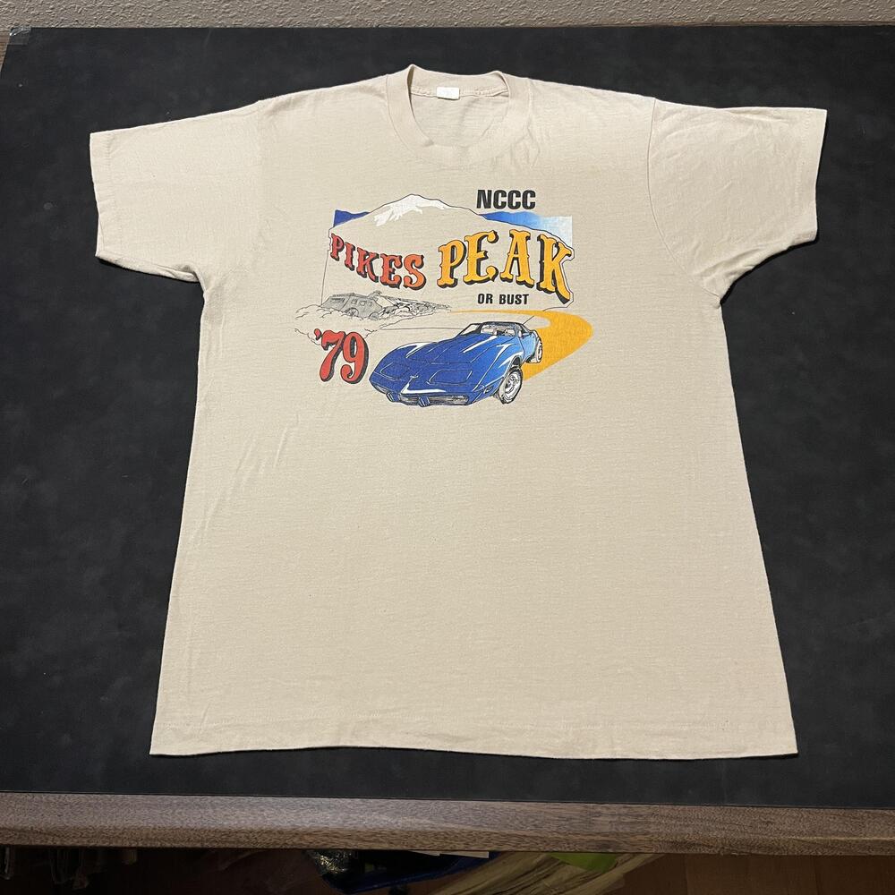 Vintage Corvette Chevrolet 70s Shirt Pikes Peak Colorado Rally Muscle Car 1979